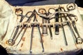 Set of old, vintage surgical instruments Royalty Free Stock Photo