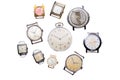 Set of old watches isolated on white background Royalty Free Stock Photo