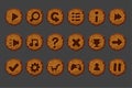 Set of old wooden buttons for the game menu.