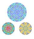 Set of ÃÂ¡olour decorative design element with a circular pattern. Mandala