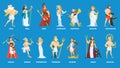 Set of Olympian greek gods and goddess. Royalty Free Stock Photo