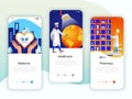 Set of onboarding screens user interface kit for Medicine, Healthcare, Pharmacy, mobile app templates concept.
