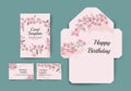 Set of one envelope and three wedding invitations