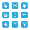 Set Onion, Radish, Mushroom, Peas, Watermelon, Basket and food, Bell pepper and Plum fruit icon. Vector Royalty Free Stock Photo