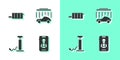 Set Online car services, Car muffler, air pump and wash icon. Vector