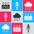 Set Online class, Microphone and Network cloud connection icon. Vector Royalty Free Stock Photo