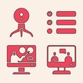 Set Online education, Web camera, Task list and Online education icon. Vector Royalty Free Stock Photo
