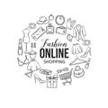 Set of online fashion shopping icons