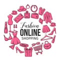 Set of online fashion shopping icons