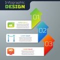 Set Online play video with 4k, Carpet with barriers and Monitor with HD video. Business infographic template. Vector