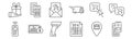 Set of 12 online shopping icons. outline thin line icons such as pay, order, laptop, button, letter, calculator Royalty Free Stock Photo