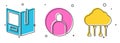 Set Open book, Create account screen and Network cloud connection icon. Vector Royalty Free Stock Photo