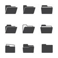 Set of open folder icons, vector isolated Royalty Free Stock Photo