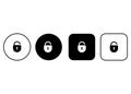 Set of opened padlock icons. Simple opened lock buttons collection