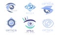 Set of optics eye care logos cartoon vector illustration