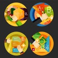 Set of option presentation labels, flat design web Royalty Free Stock Photo