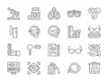 Set of Optometry Line Icons. Vitamins, Optical Clinic, Eye Surgery and more.