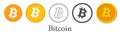 Set of orange bitcoin isolated icons