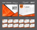 Set Orange Desk Calendar 2017 template design,cover Desk Calendar