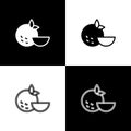 Set Orange fruit icon isolated on black and white background. Vector Royalty Free Stock Photo
