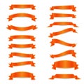 Set of the orange ribbons with yellow straights