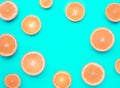 Set of orange slice with copy space in pastel color background Royalty Free Stock Photo