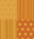 Set of orange star seamless pattern