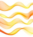 Set of orange transparent smoke wave