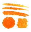 Set of Orange Watercolor Brush Strokes