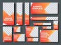 Set of orange yellow vector web banners with place for photo Royalty Free Stock Photo