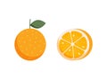 Set Oranges fruit with whole orange and half Royalty Free Stock Photo