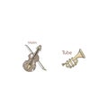 Set with of Orchestra Musical Instruments isolated on white background, Vector Colored Illustrations of blues, rock and jazz Royalty Free Stock Photo