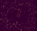Set in order of Zodiac constellations around sun in starry sky. Dark purple star map. Vector illustration for esoteric and magical Royalty Free Stock Photo