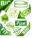 Set of organic and bio stickers, ribbons, stamps a Royalty Free Stock Photo