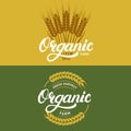 Set of organic farm hand written lettering logos, labels, badges or emblems for natural fresh products. Royalty Free Stock Photo