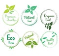 Set organic food, farm fresh and natural product icons and elements collection for food market, ecommerce, organic products promot