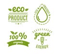 Set of organic food labels and design elements or eco product Royalty Free Stock Photo