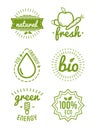 Set of organic food labels and design elements or eco product Royalty Free Stock Photo