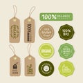 Set of organic food tag and label sticker design Royalty Free Stock Photo