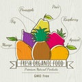 Set of organic fruits, vector