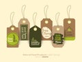 Set of organic healthy food tag and label sticker design Royalty Free Stock Photo