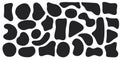 Set of organic irregular blob shapes. Black random deform spot fluid circle Isolated on white background. Organic amoeba