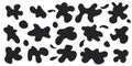 Set of organic irregular blob shapes. Black random deform spot fluid circle Isolated on white background. Organic amoeba