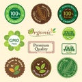 Set of organic and natural badge tag label emblem sticker Royalty Free Stock Photo