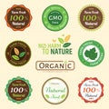 Set of organic and natural badge tag label emblem sticker Royalty Free Stock Photo