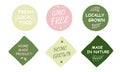 A set of organic stickers, labels, badges and logos. FRESH LOCAL PRODUCE, NON-GMO, LOCALLY GROWN, MADE Royalty Free Stock Photo