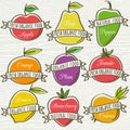 Set of organic vegetable and fruit, vector