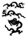 Set of oriental dragon tattoos. Vector isolated asian ornament