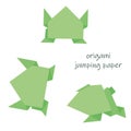 Set origami green frog. DIY paper crafts. educational games for children. flat vector Royalty Free Stock Photo