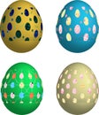 Set of original easter eggs with a cheerful holiday ornament